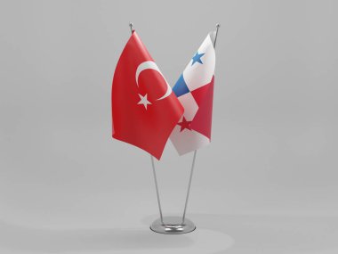 Panama - Türkiye İşbirliği Bayrakları, Beyaz Arkaplan - 3D Hazırlama
