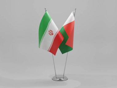 Madagaskar - İran İşbirliği Bayrakları, Beyaz Arkaplan - 3D Render