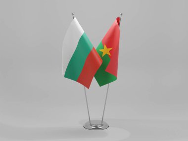 Burkina Faso - Bulgaristan İşbirliği Bayrakları, Beyaz Arkaplan - 3D Render