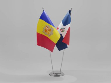 Dominik Cumhuriyeti - Andorra İşbirliği Bayrakları, Beyaz Arkaplan - 3D Render