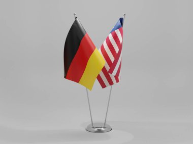 Liberya - Almanya İşbirliği Bayrakları, Beyaz Arkaplan - 3D Hazırlama