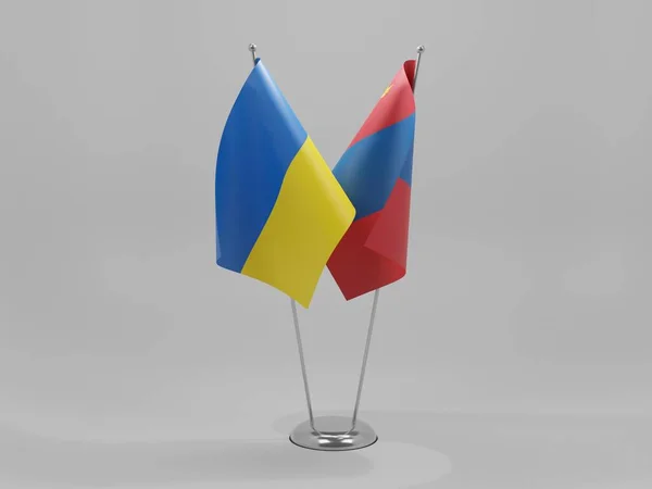 Mongolia Ukraine Cooperation Flags White Background Render — Stock Photo, Image