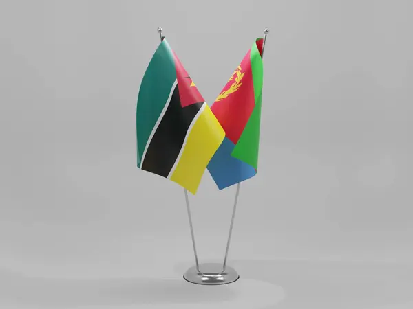Ερυθραία Μοζαμβίκη Σημαίες Συνεργασίας Λευκό Φόντο Render — Φωτογραφία Αρχείου