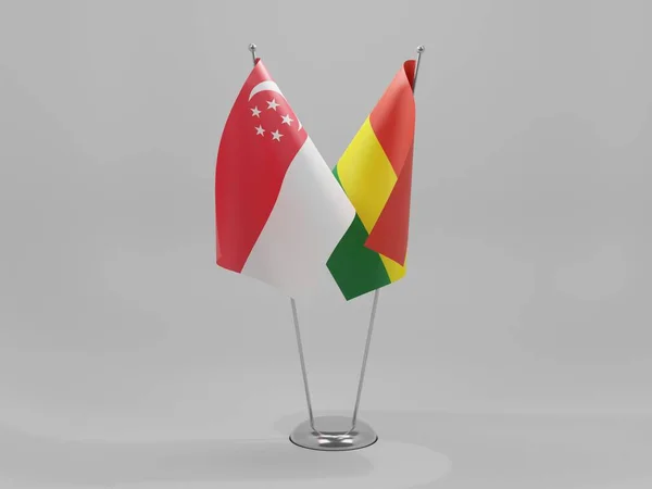 Σημαίες Συνεργασίας Βολιβίας Σιγκαπούρης Λευκό Φόντο Render — Φωτογραφία Αρχείου