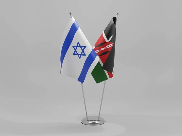 Kenya Israels Samarbetsflaggor Vit Bakgrund Render — Stockfoto