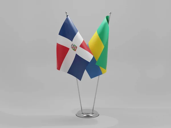 Gabon Bandiere Cooperazione Repubblica Dominicana Sfondo Bianco Render — Foto Stock