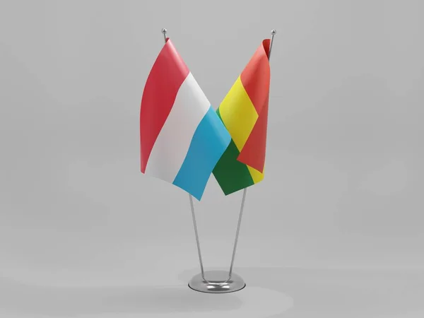 Bolivia Bandiere Cooperazione Lussemburgo Sfondo Bianco Render — Foto Stock