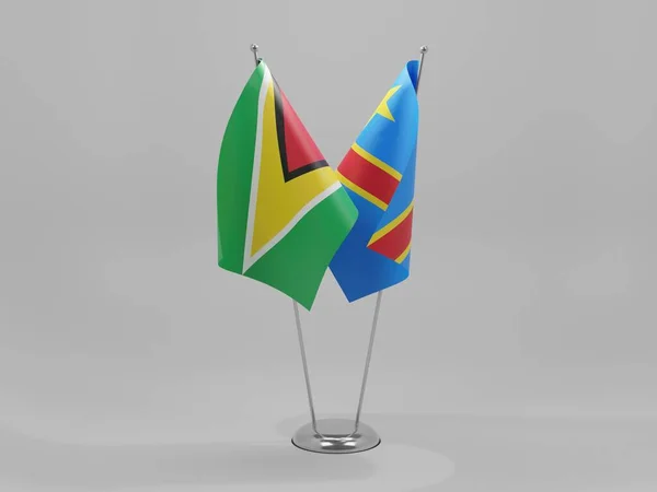 República Democrática Del Congo Banderas Cooperación Guyana Fondo Blanco Render —  Fotos de Stock