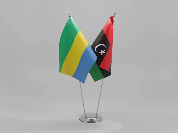 Libya Gabon Şbirliği Bayrakları Beyaz Arkaplan Render — Stok fotoğraf