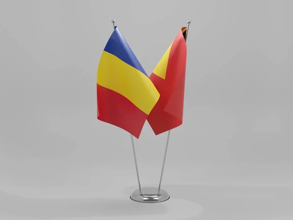 East Timor Romania Cooperation Flags White Background Render — стокове фото