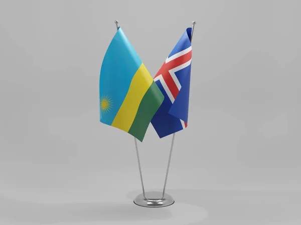 Ijsland Rwanda Samenwerkingsvlaggen Witte Achtergrond Render — Stockfoto