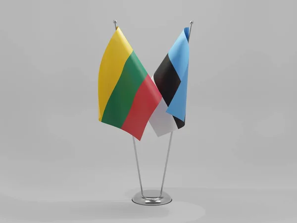 Estonia Lituania Bandiere Cooperazione Sfondo Bianco Render — Foto Stock