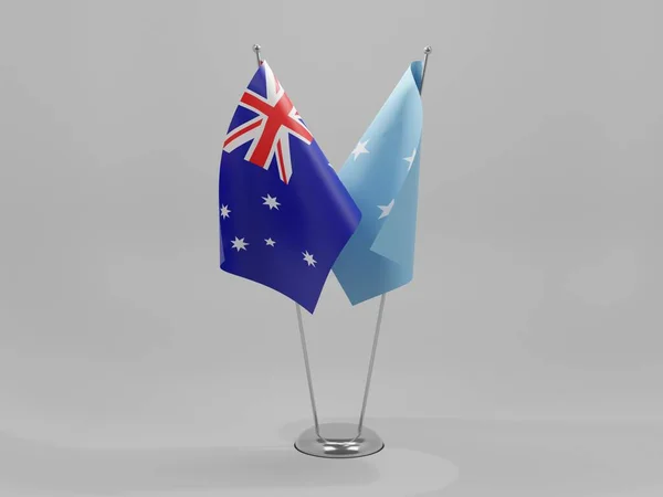 Micronesia Australia Cooperation Flags White Background Render — стокове фото