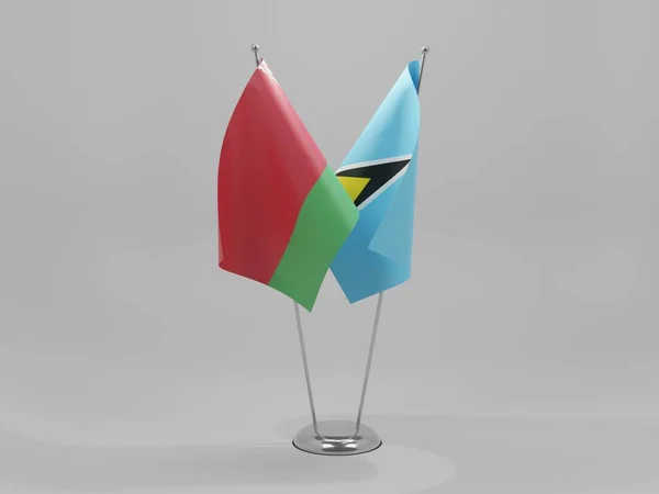 Saint Lucia Belarus Cooperation Flags White Background Render — Stock Photo, Image