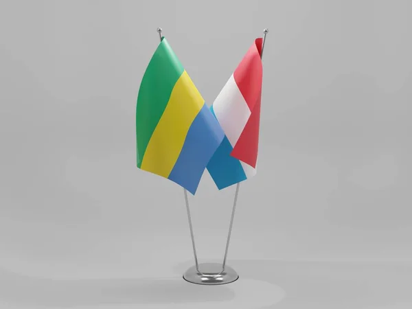 Luxemburgo Gabón Banderas Cooperación Fondo Blanco Render — Foto de Stock