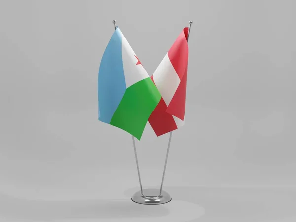 Österrike Djibouti Flaggor För Samarbete Vit Bakgrund Render — Stockfoto