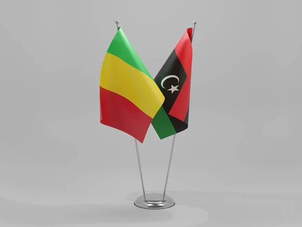 Libya Mali Şbirliği Bayrakları Beyaz Arkaplan Hazırlama — Stok fotoğraf