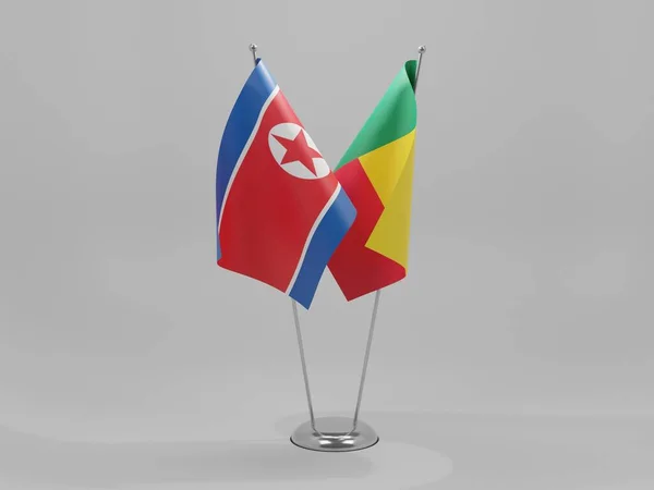 Benin Noord Koreaanse Samenwerking Vlaggen Witte Achtergrond Render — Stockfoto