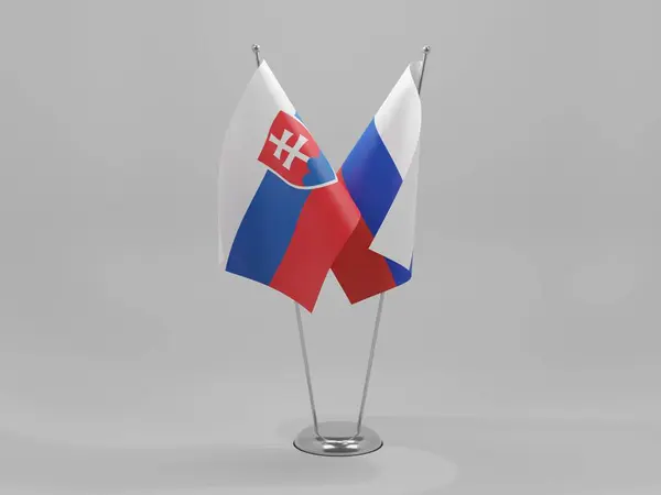 Russie Drapeaux Coopération Slovaquie Fond Blanc Render — Photo