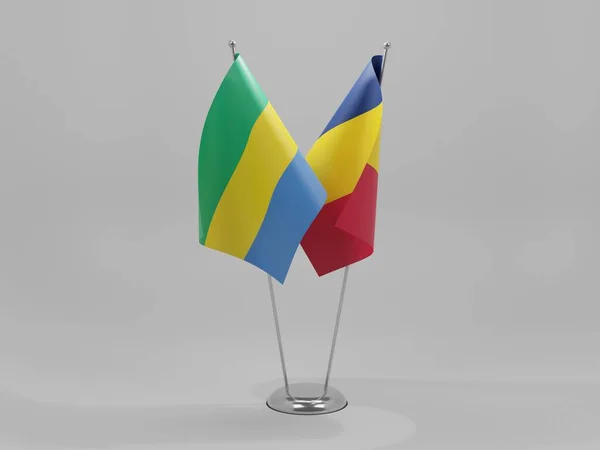 Tchad Drapeaux Coopération Gabon Fond Blanc Render — Photo