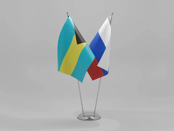 Russia Bahamas Cooperation Flags White Background Render — стокове фото