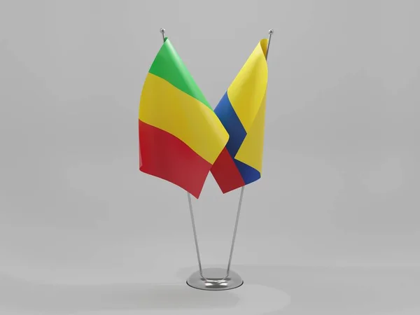 Colombia Banderas Cooperación Malí Fondo Blanco Render —  Fotos de Stock