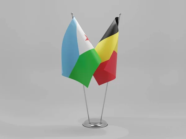 Bélgica Banderas Cooperación Yibuti Fondo Blanco Render —  Fotos de Stock
