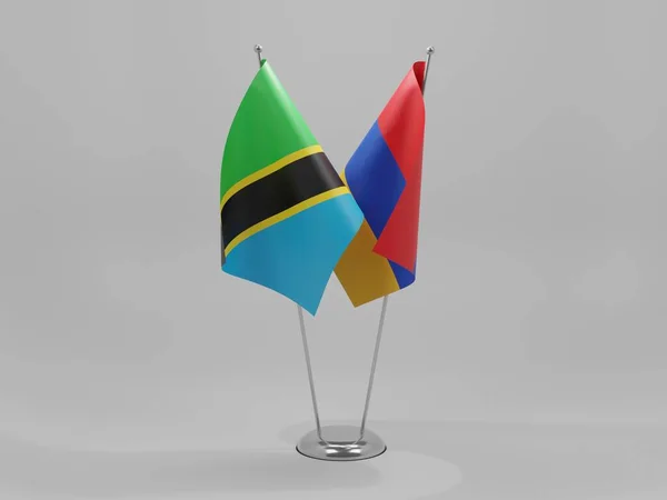 Armenia Banderas Cooperación Tanzania Fondo Blanco Render —  Fotos de Stock