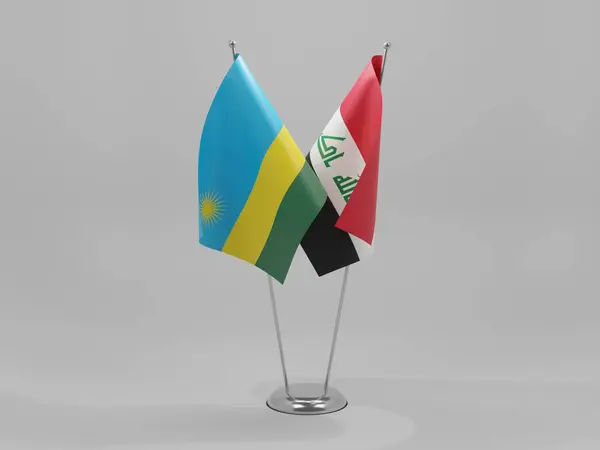 Ιράκ Ρουάντα Σημαίες Συνεργασίας Λευκό Φόντο Render — Φωτογραφία Αρχείου
