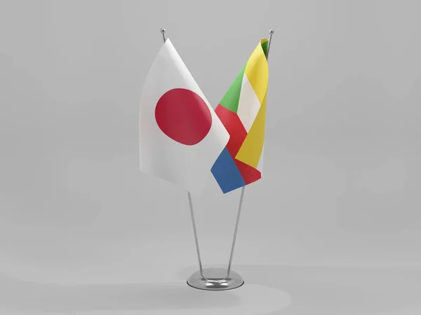 Comores Bandeiras Cooperação Japão Fundo Branco Render — Fotografia de Stock