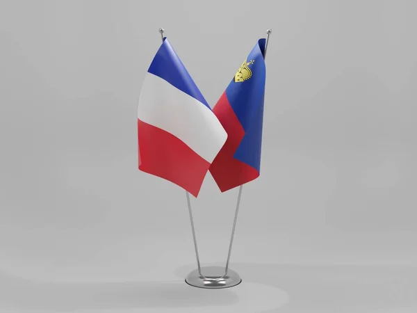 Liechtenstein Frankreich Kooperationsflaggen Weißer Hintergrund Render — Stockfoto