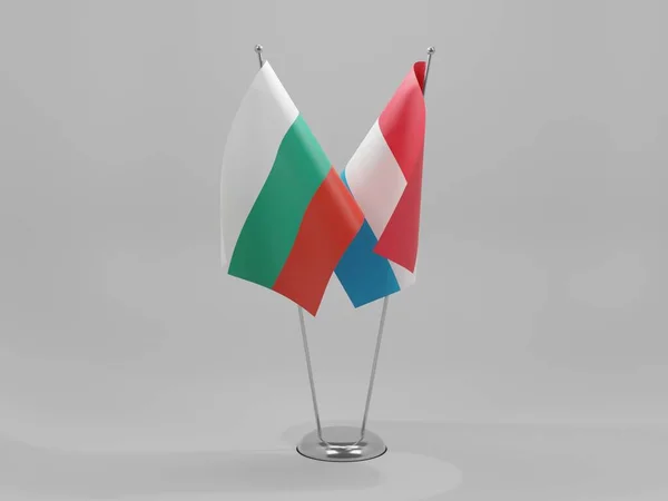 Luksemburg Bułgaria Flagi Współpracy Białe Tło Render — Zdjęcie stockowe