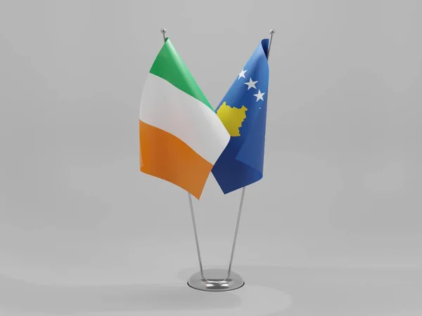 Kosovo Drapeaux Coopération Irlande Fond Blanc Render — Photo