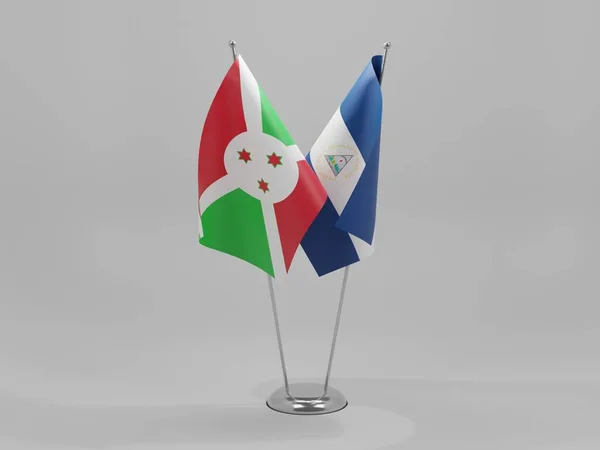 Nicaragua Banderas Cooperación Burundi Fondo Blanco Render — Foto de Stock