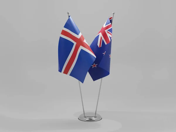 New Zealand Iceland Cooperation Flags White Background Render — Stock Photo, Image