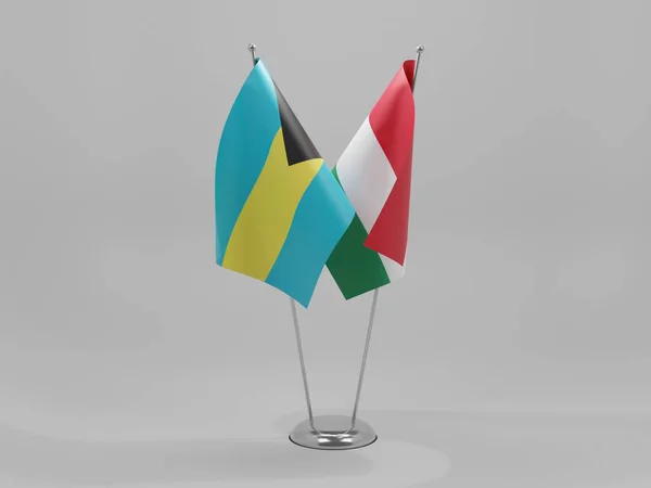 Węgry Bahamy Flagi Współpracy Białe Tło Render — Zdjęcie stockowe