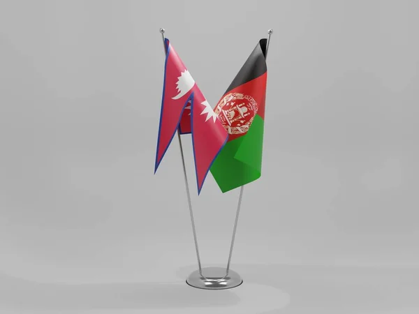 Afeganistão Bandeiras Cooperação Nepal Fundo Branco Render — Fotografia de Stock