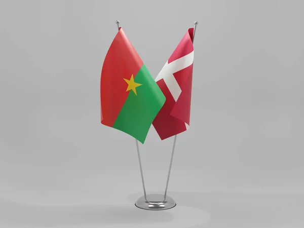Danimarka Burkina Faso Şbirliği Bayrakları Beyaz Arkaplan Render — Stok fotoğraf