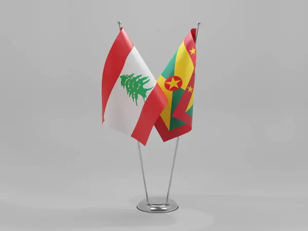Granada Banderas Cooperación Del Líbano Fondo Blanco Render — Foto de Stock
