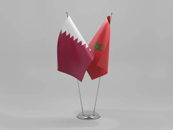 Марокко Катар Флаги Сотрудничества Белый Фон Рендер — стоковое фото