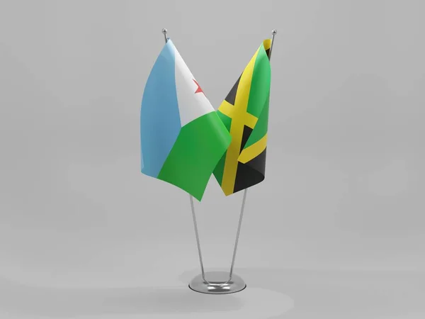 Τζαμάικα Σημαίες Συνεργασίας Τζιμπουτί Λευκό Φόντο Render — Φωτογραφία Αρχείου