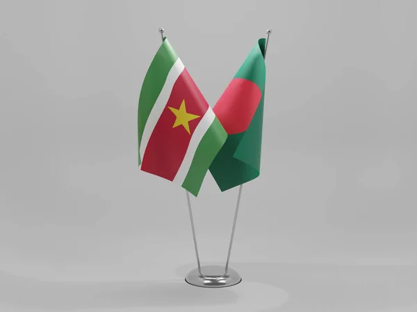 Banglades Suriname Együttműködési Zászlók Fehér Háttér Render — Stock Fotó