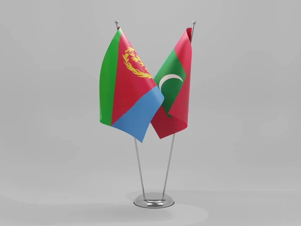 Maldives Drapeaux Coopération Érythréenne Fond Blanc Render — Photo