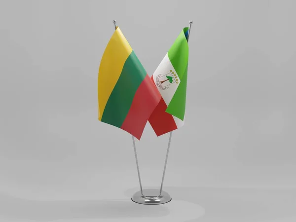 Ekvatorialguinea Litauens Samarbetsflaggor Vit Bakgrund Render — Stockfoto