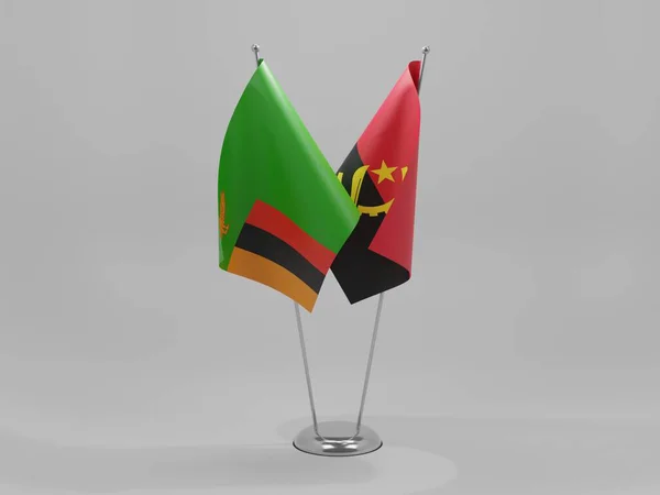 Angola Zambijské Vlajky Spolupráce Bílé Pozadí Vykreslování — Stock fotografie
