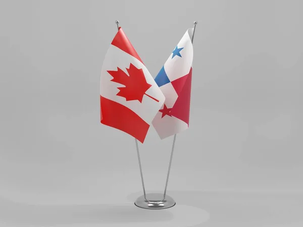 Panama Kanada Kooperationsfahnen Weißer Hintergrund Render — Stockfoto