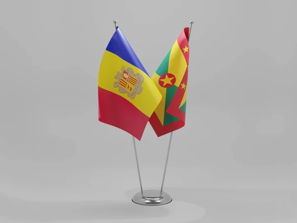 Grenada Andorra Samenwerking Vlaggen Witte Achtergrond Render — Stockfoto