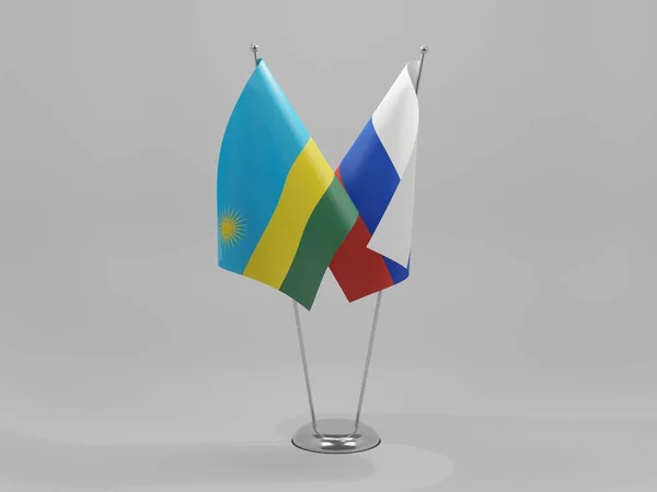Russie Drapeaux Coopération Rwanda Fond Blanc Render — Photo