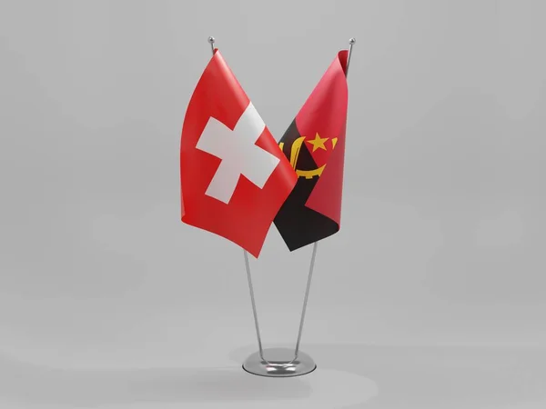 Angola Schweiz Kooperationsfahnen Weißer Hintergrund Render — Stockfoto