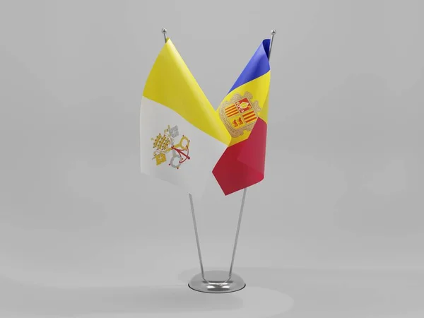 Andorra Vaticaanstad Samenwerking Vlaggen Witte Achtergrond Render — Stockfoto